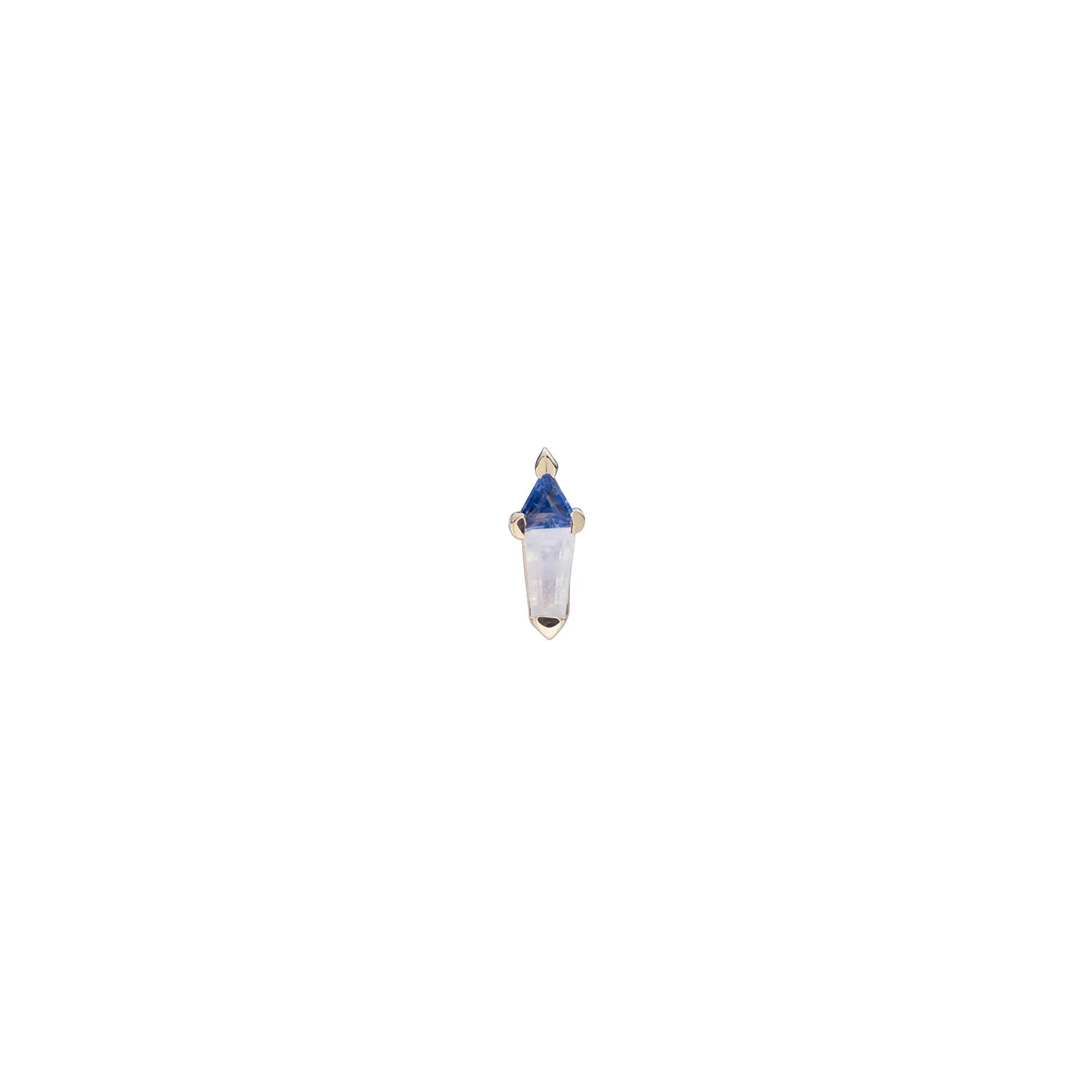 Mini Prism Gemstone Stud - Blue Sapphire & Moonstone