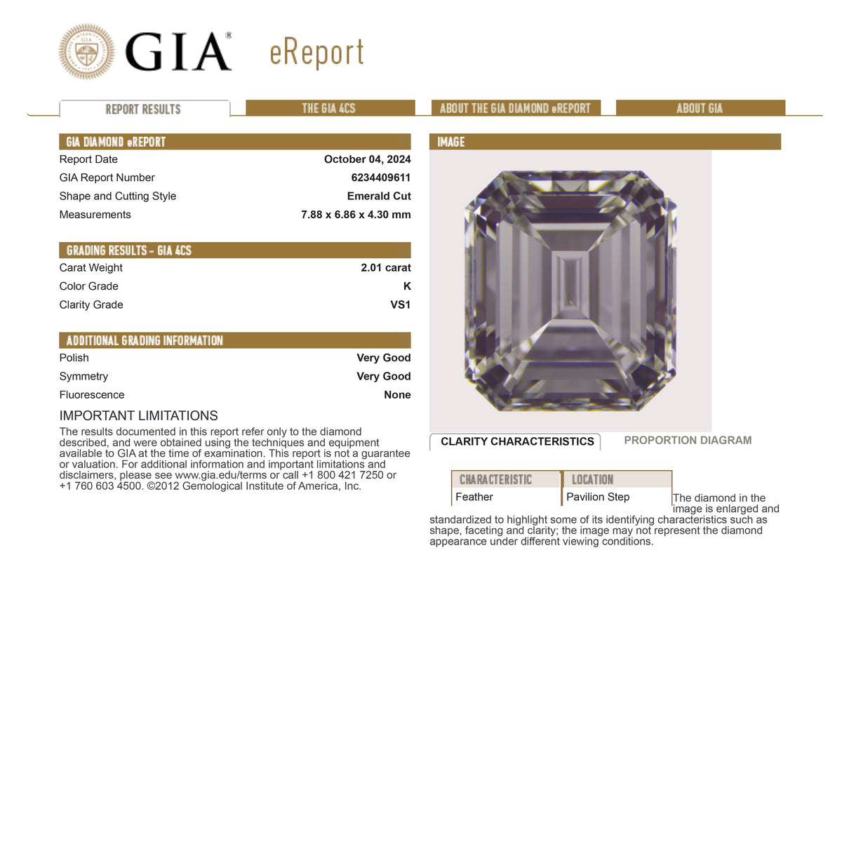 2.01ct 7.88x6.86x4.30mm GIA VS1 K Cut Corner Rectangle Step Cut 28036-01