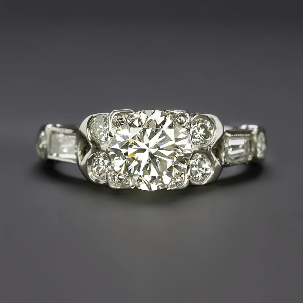0.93 ct Diamond Mid Century Engagement Ring