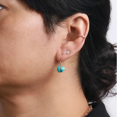 Bezel Wrapped Turquoise Drop Earrings