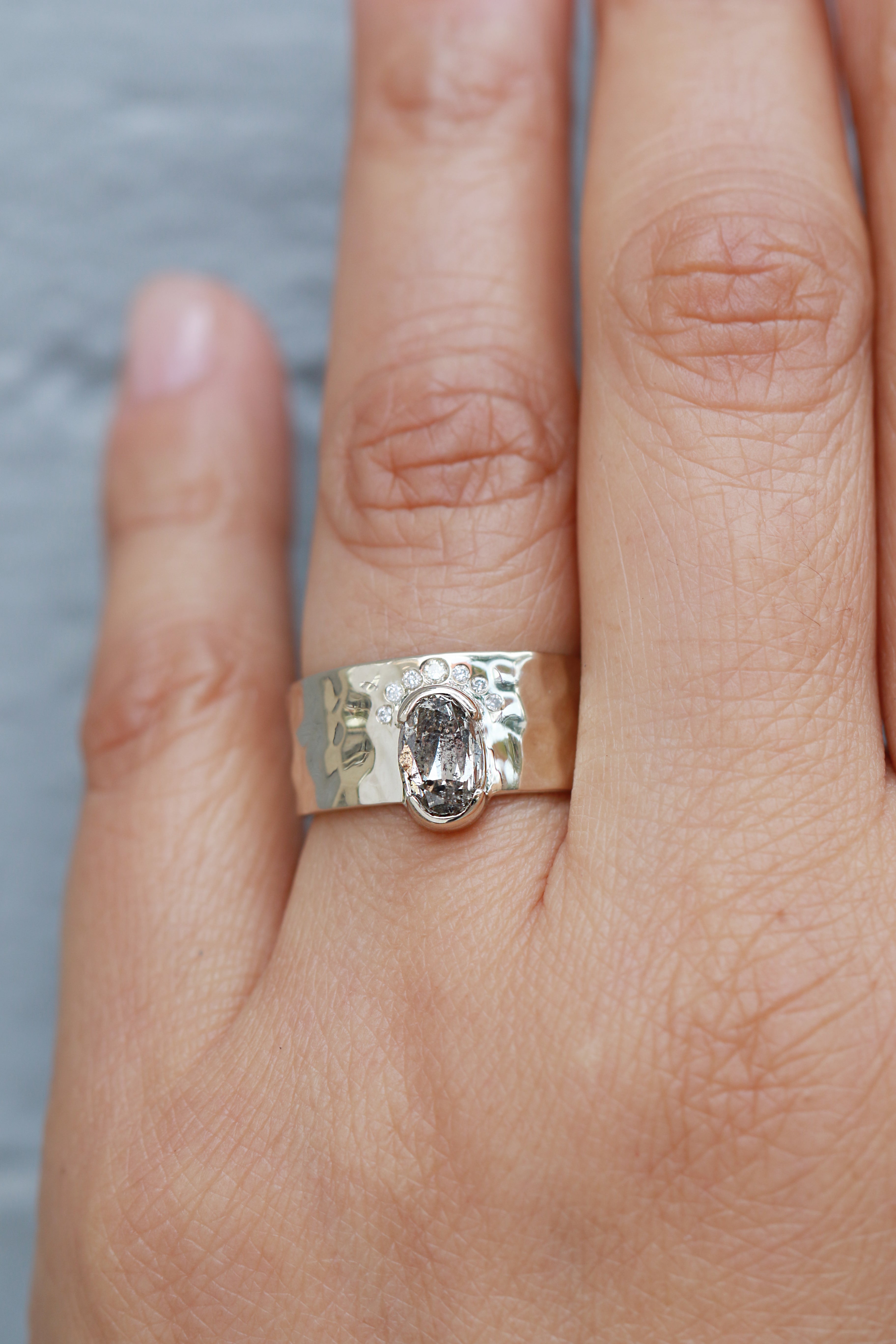 Half Halo Salt and Pepper Diamond Cigar Band — Commitment, Curated