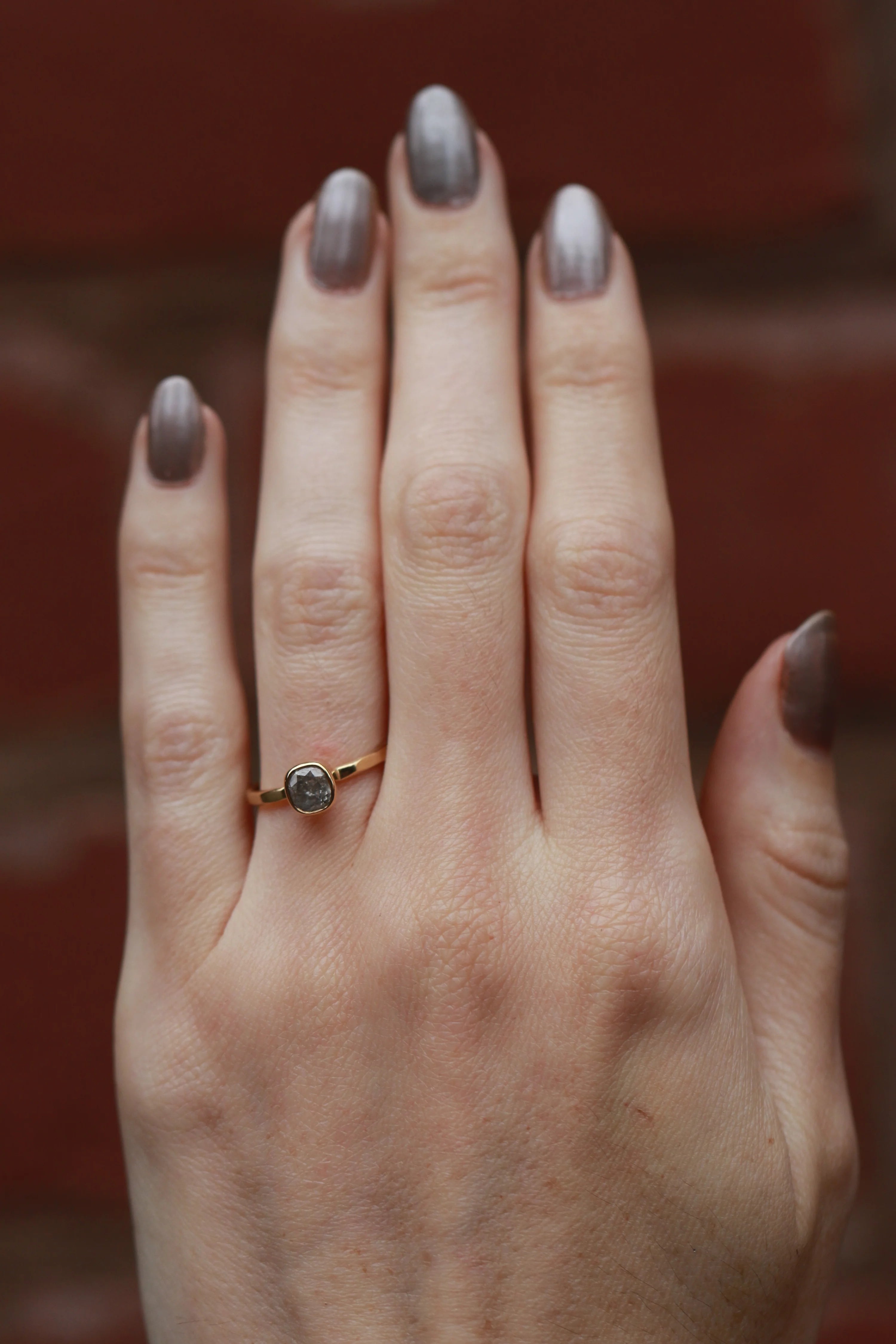 Salt and Pepper Oval Diamond Ring — Commitment, Curated