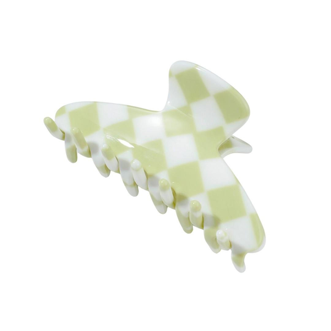 Adrienne Small Claw Clip - Pistachio Checkmate