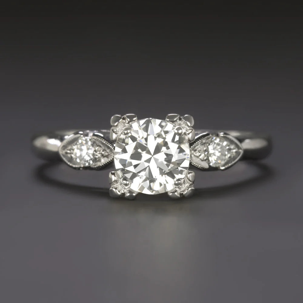 Old Transitional Cut Diamond Milgrain Engagement Ring