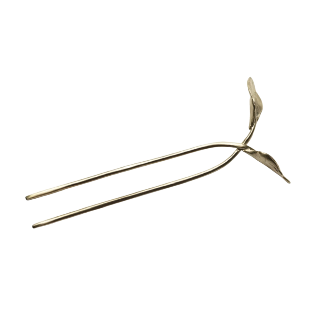 Leaf French Brass Hair Pin — 8.6.4 Trunk Show