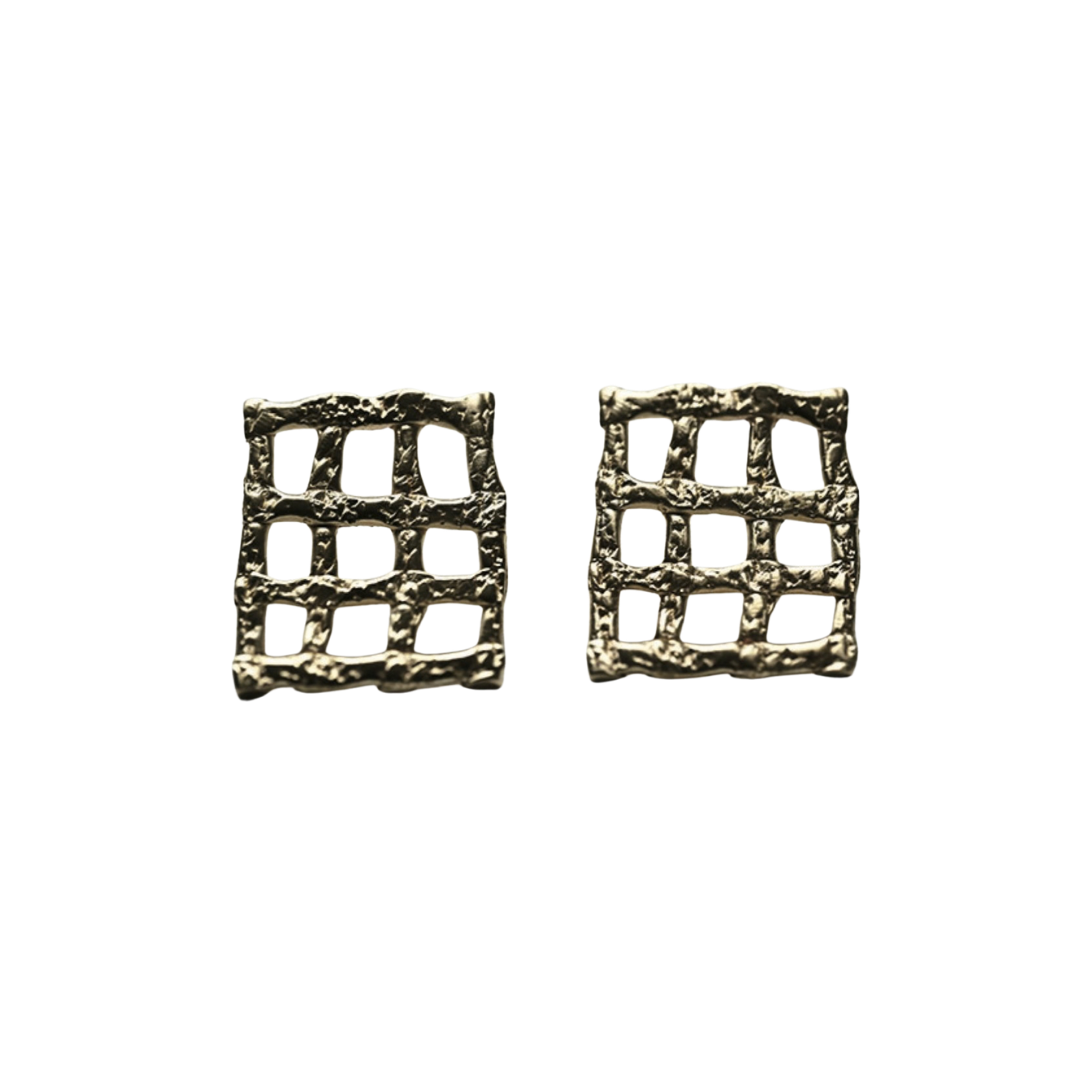 Open Grid Brass Earrings — 8.6.4 Trunk Show