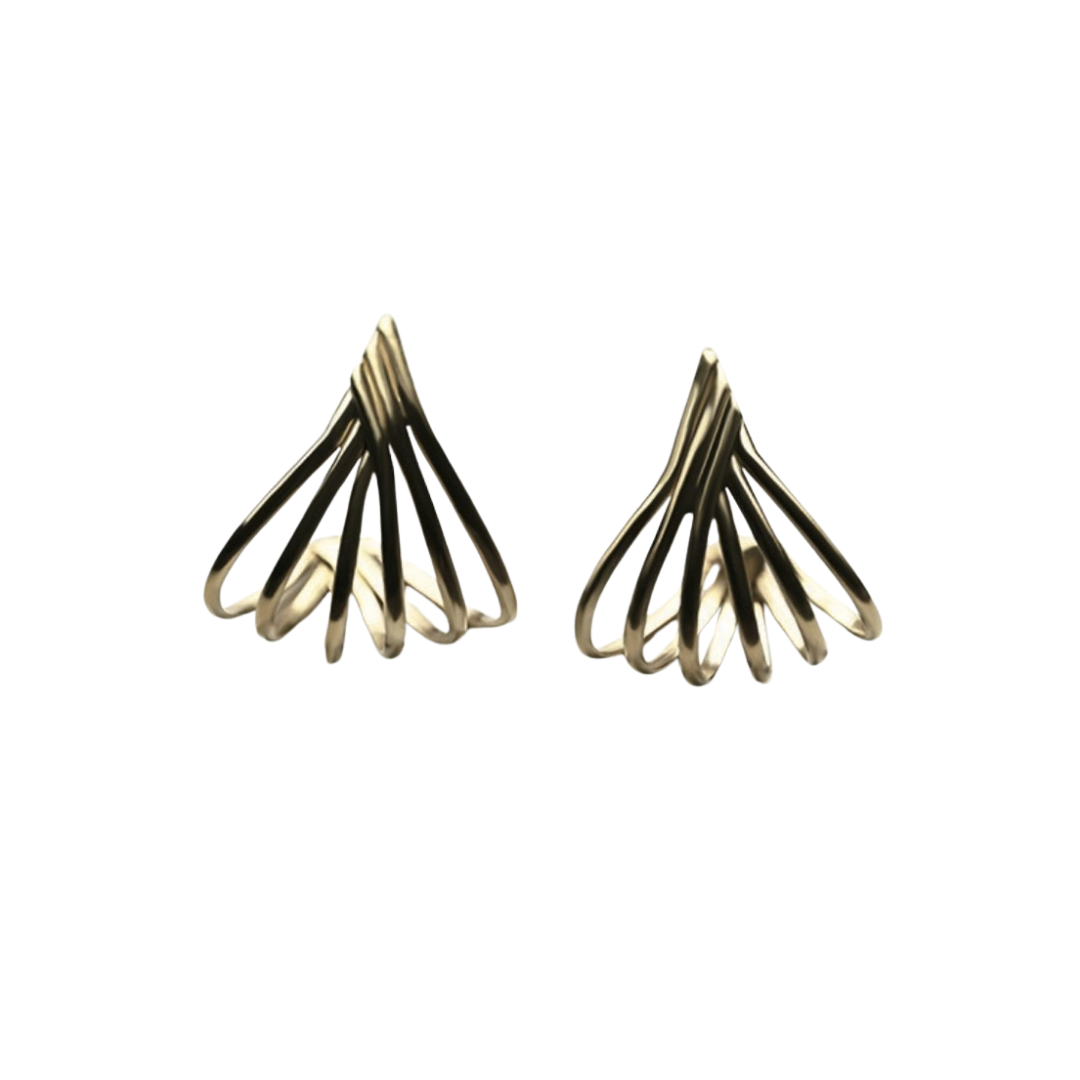 Open Fan Brass Earrings — 8.6.4 Trunk Show