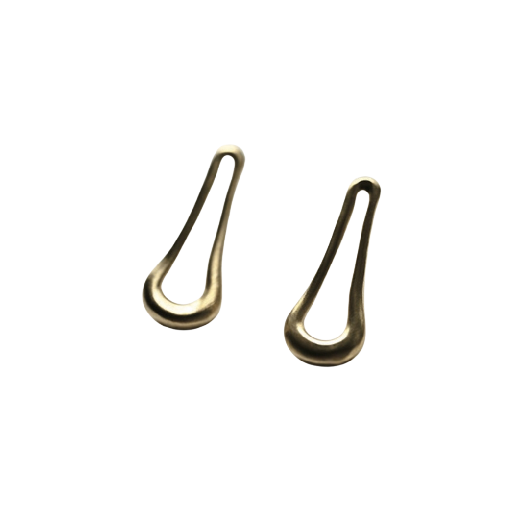 Narrow Open Drop Brass Earrings — 8.6.4 Trunk Show