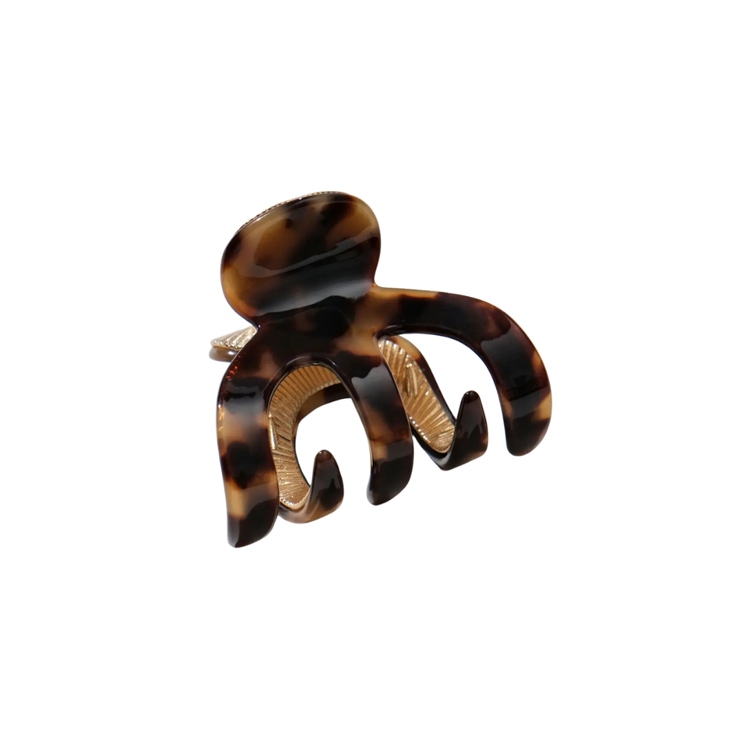Jade Small Octopus Metal Claw Clip - Deep Tortoise
