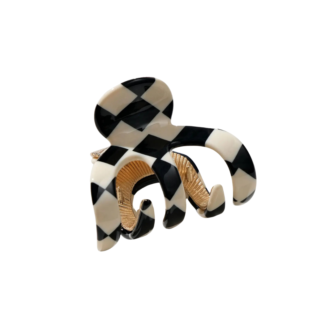 Jade Small Octopus Claw Clip - Checkmate