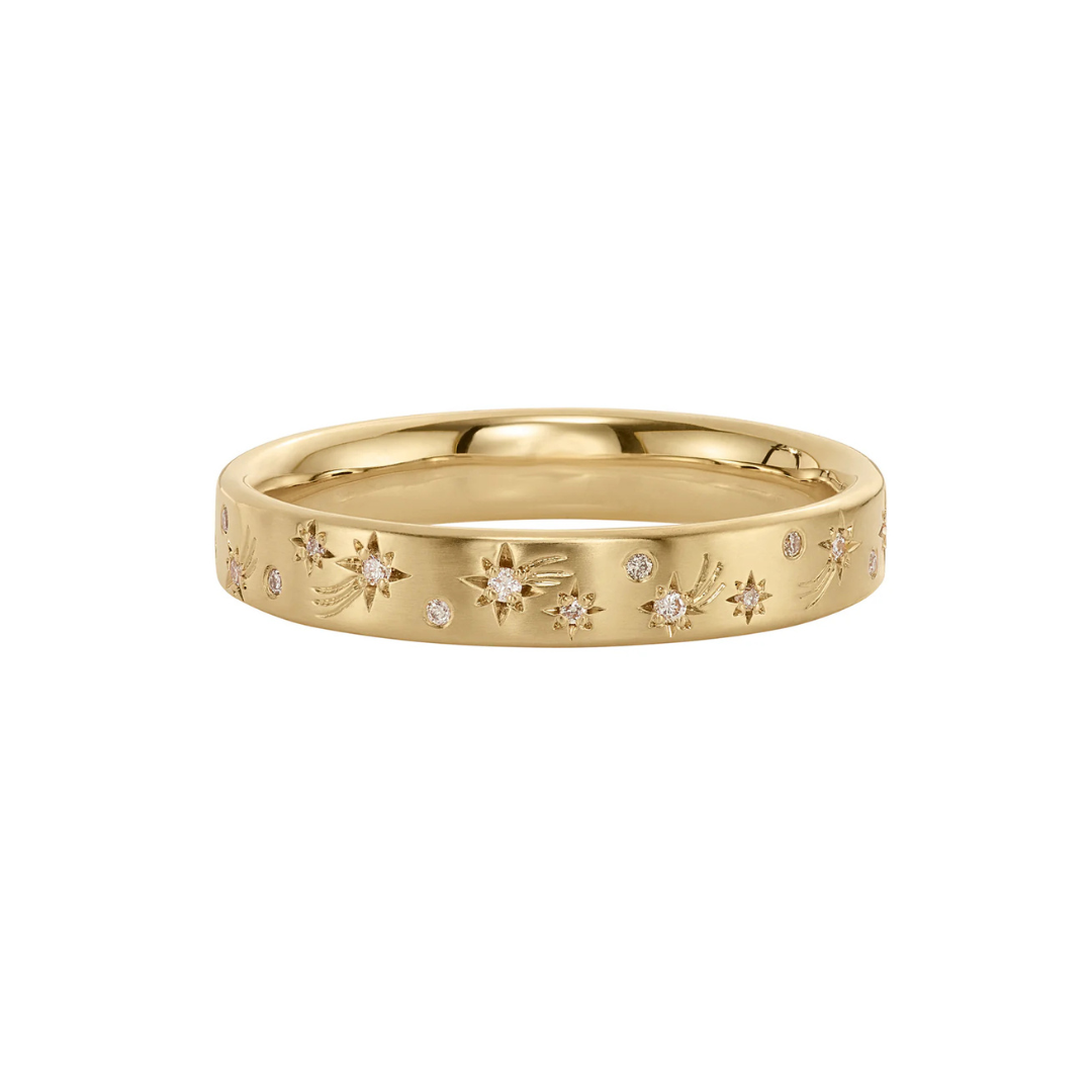 Diamond Shooting Star Engraved Band