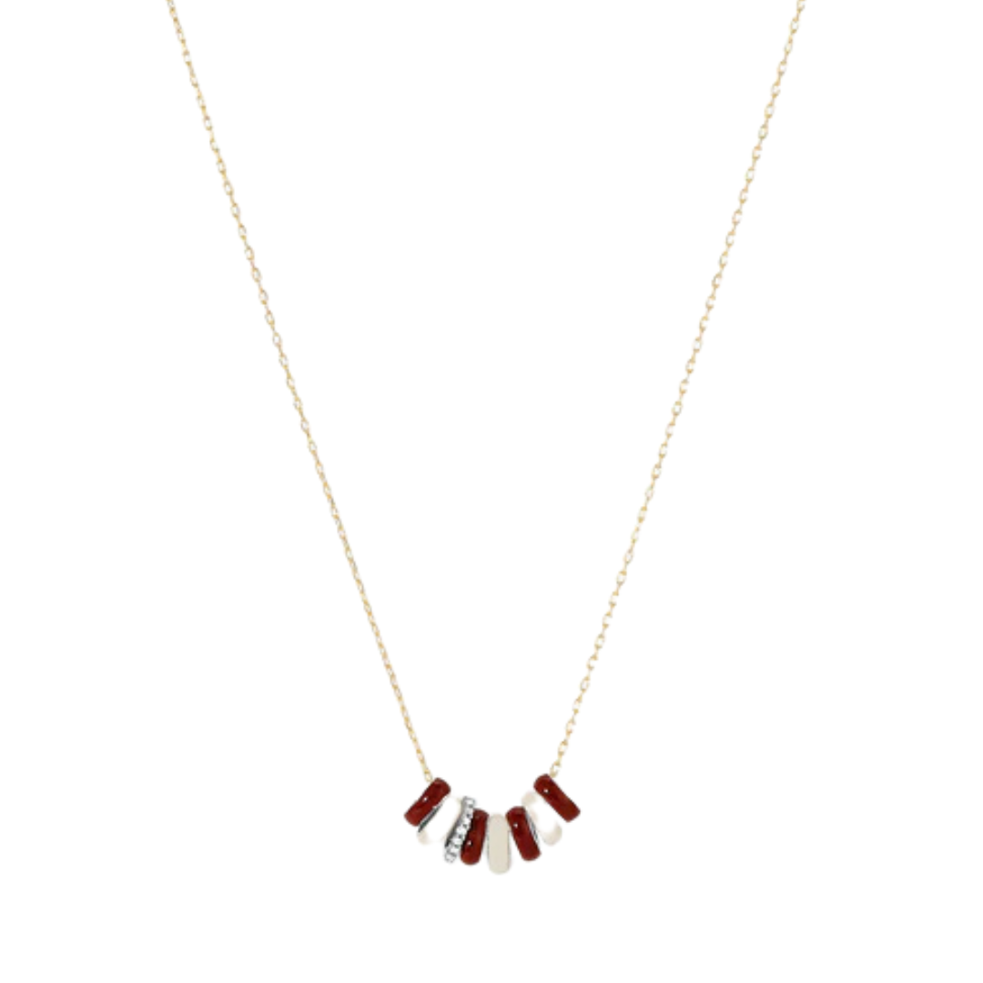 Cherry Soda Stripes Diamond + Enamel Mini Bead Necklace