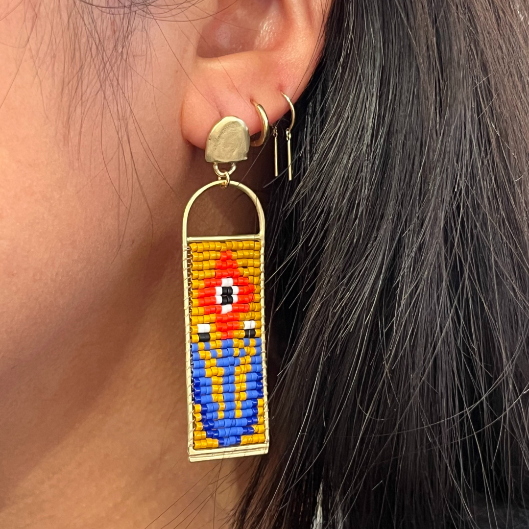 Tapestry Earrings - Anemone Red