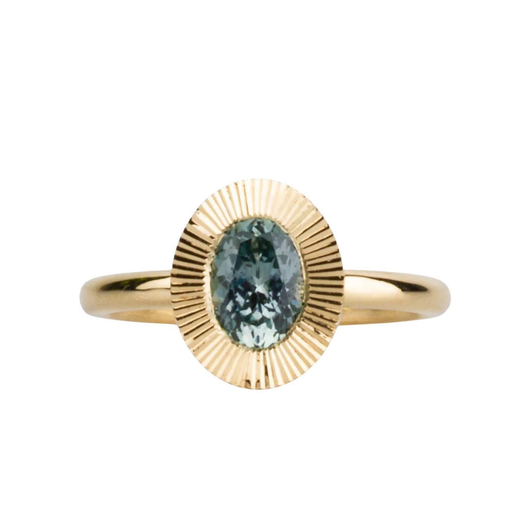 Oval Aurora Ring with Teal Montana Sapphire