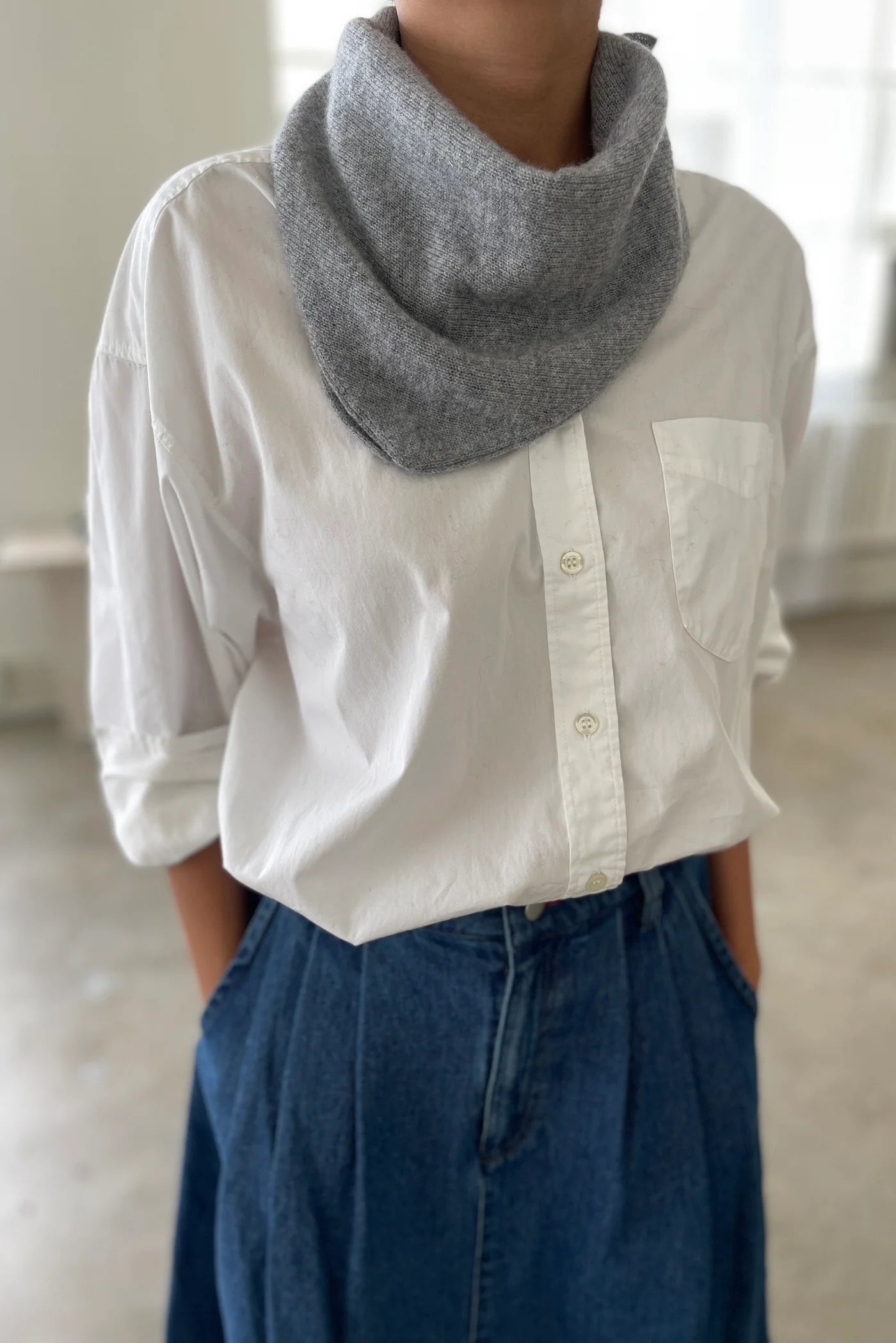 Cashmere Bandana - Heather Grey