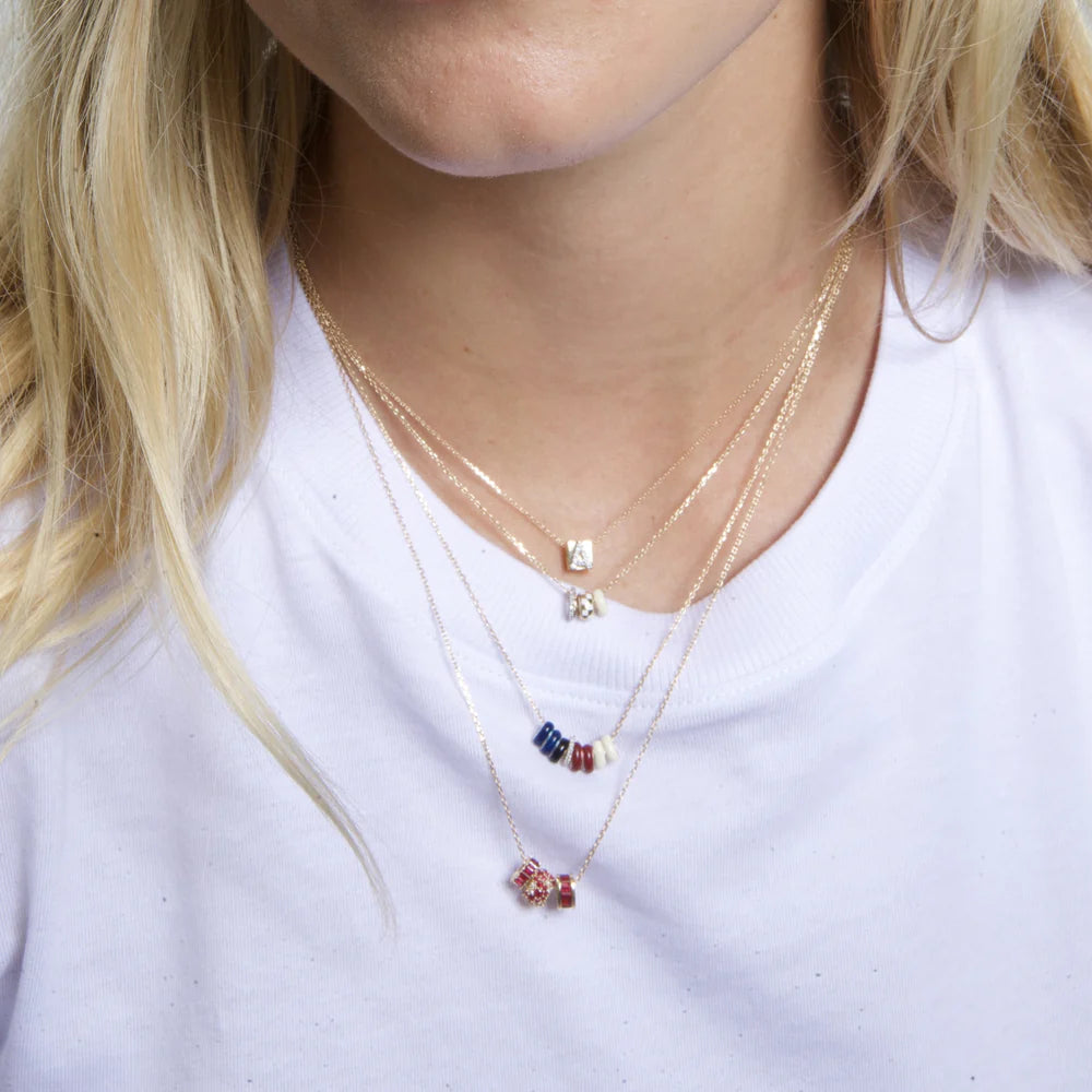 Butter Daze Diamond + Enamel Mini Bead Necklace