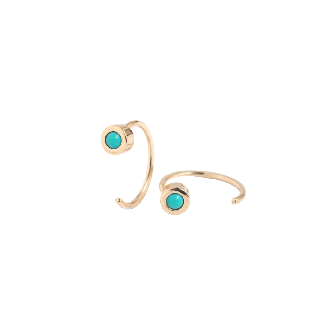 Bezel-Set Turquoise Hug Earrings