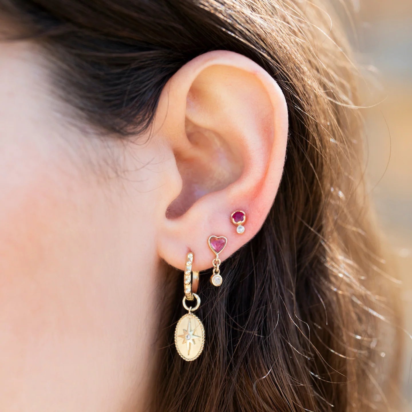 Byrdie Turquoise and Diamond Heart Earrings