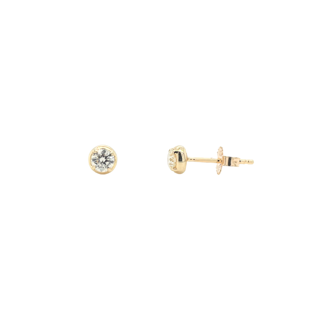 Round Cushion-Set Diamond Stud Earrings