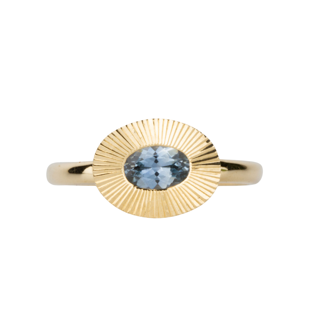Light Blue Oval Montana Sapphire Aurora Ring