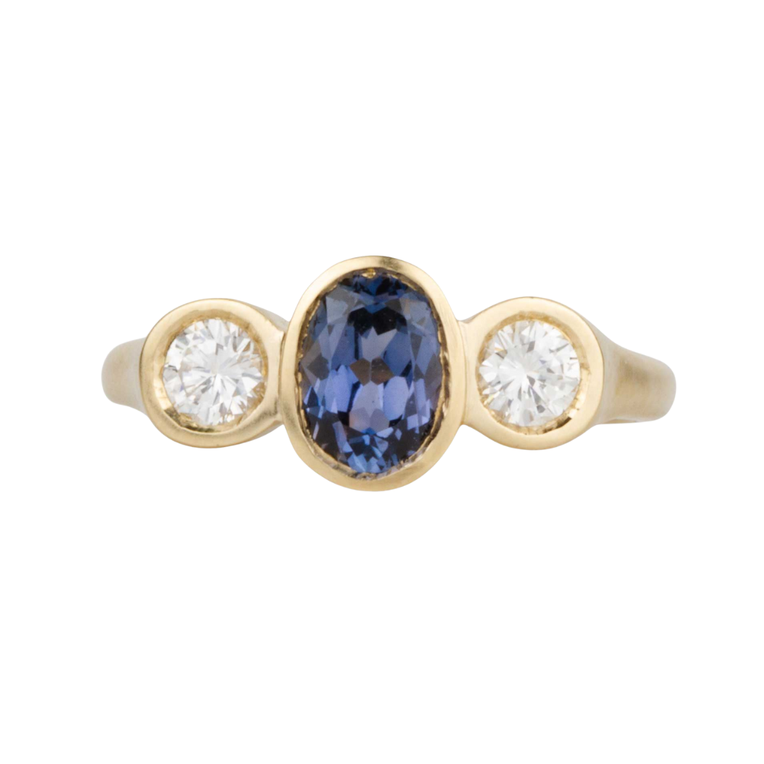 Petra Ring With Blue Australian Sapphire and Diamonds — Commitment, Curated