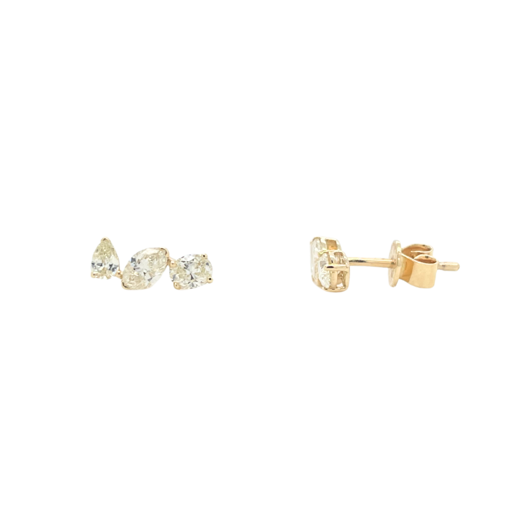 Triple Pear Diamond Stud Earrings