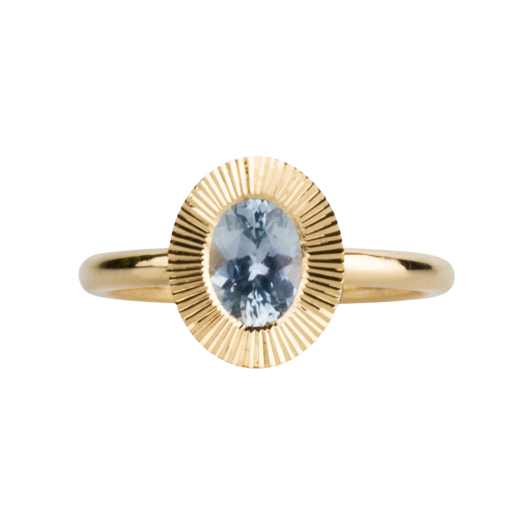 North-South Oval Aurora Ring With Montana Sapphire — Commitment, Curated