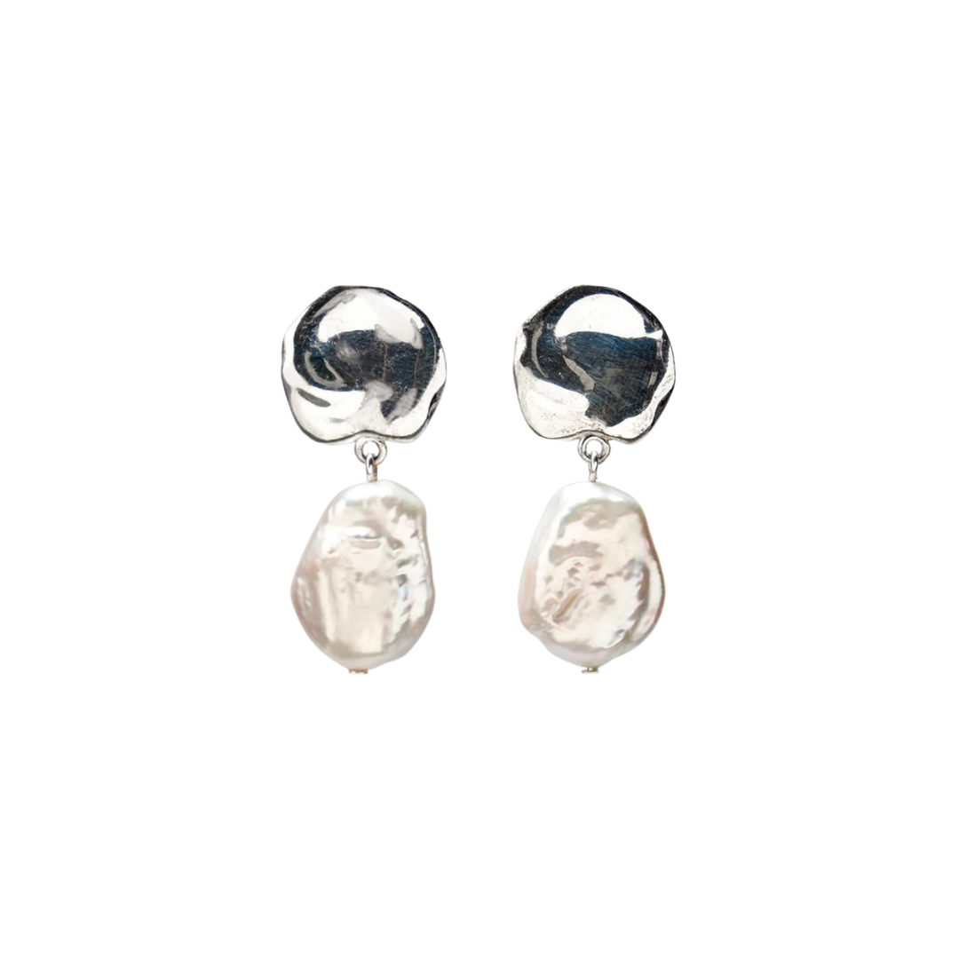 Coin Reflection Earrings - Silver