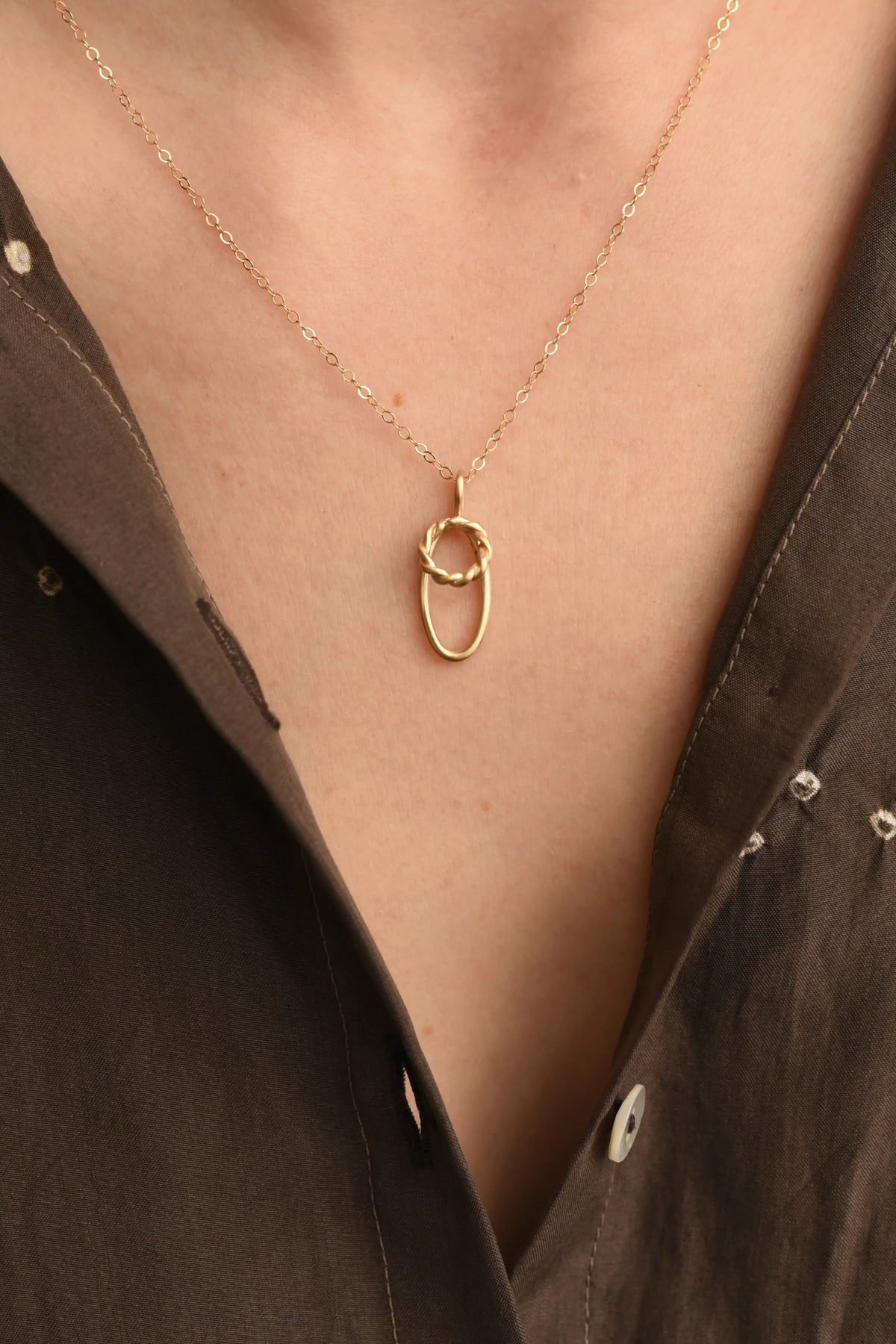 Twisted Open Circle Brass Necklace — 8.6.4 Trunk Show