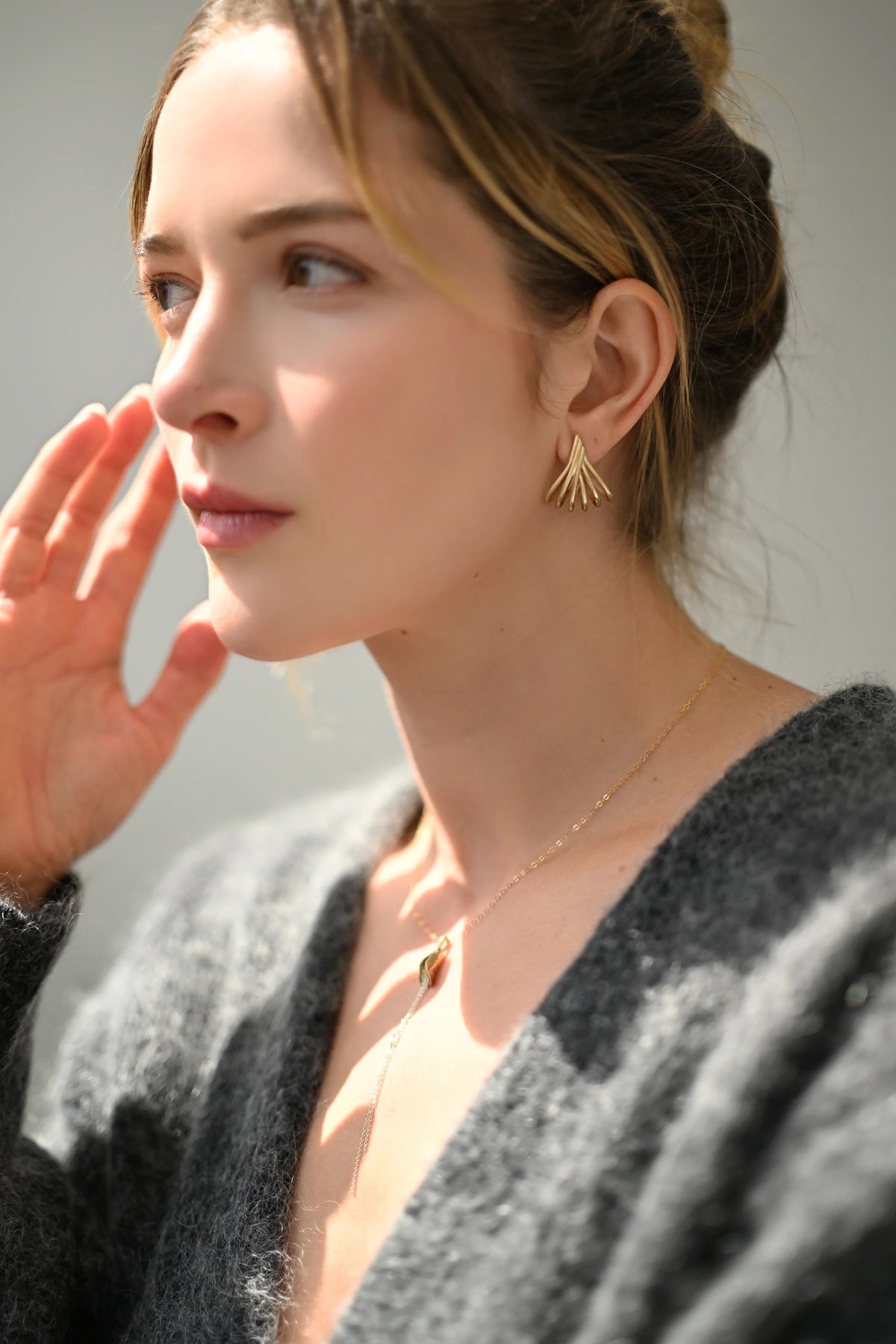 Open Fan Brass Earrings — 8.6.4 Trunk Show