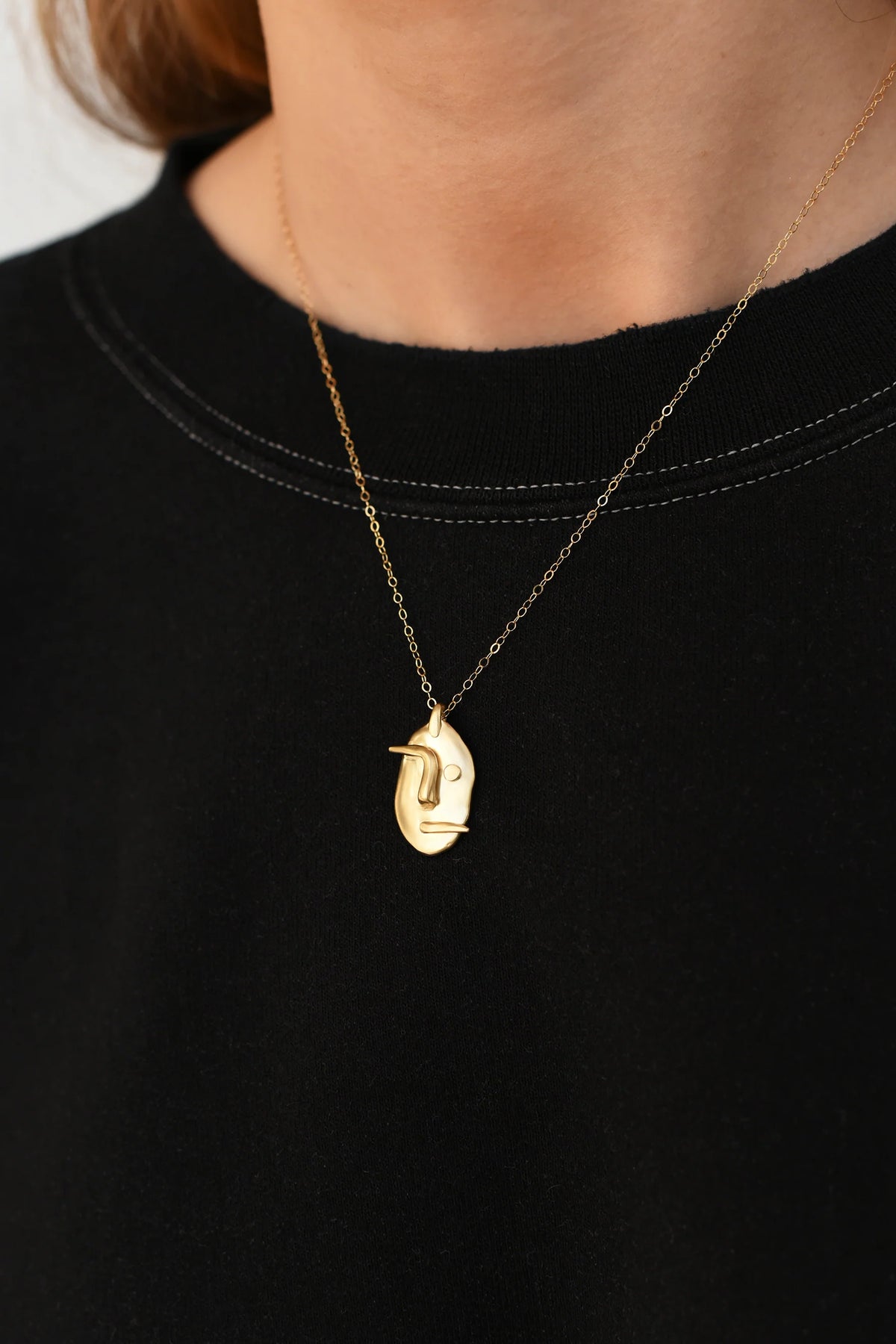 Abstract Face Brass Necklace — 8.6.4 Trunk Show
