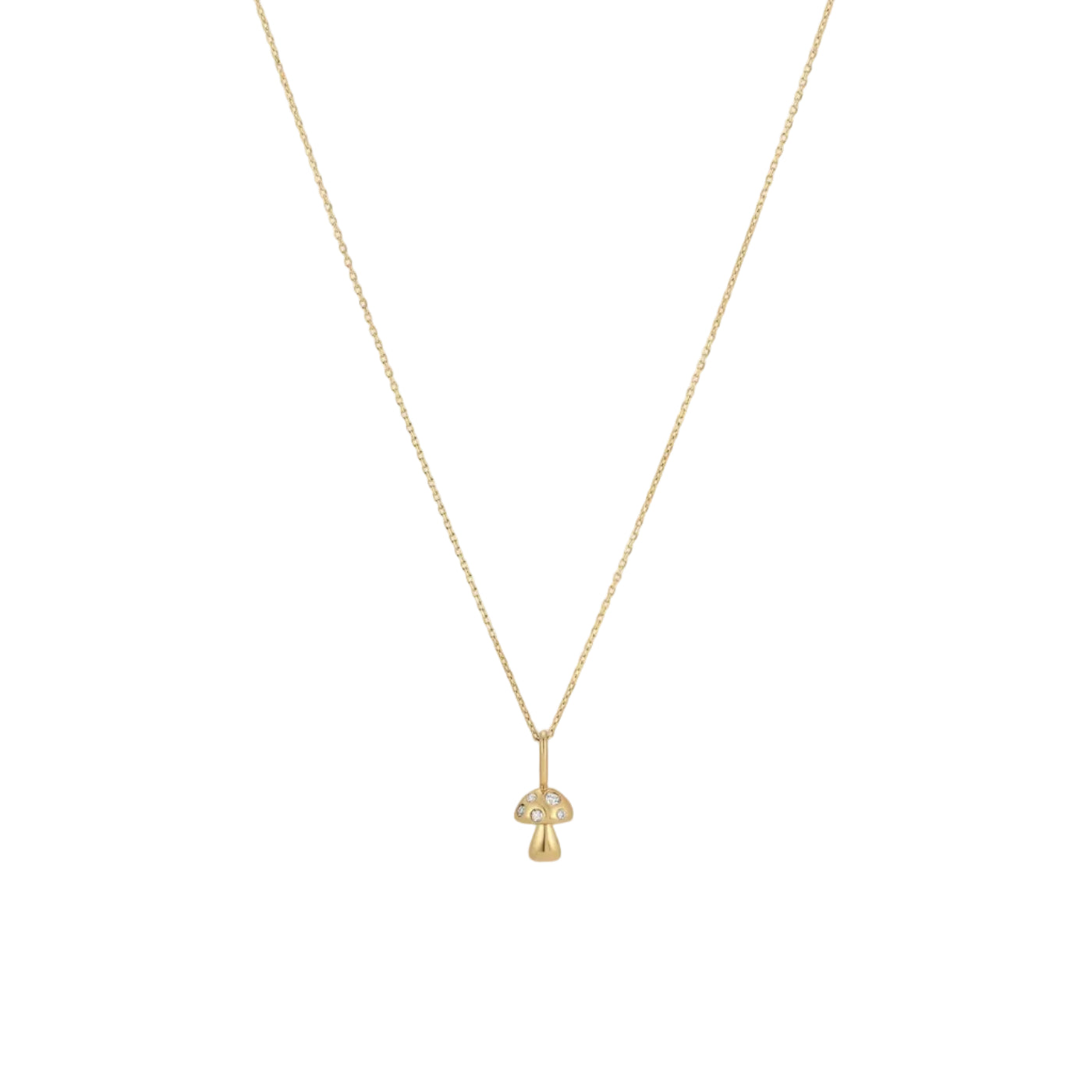 Diamond Mushroom Mini Charm Necklace