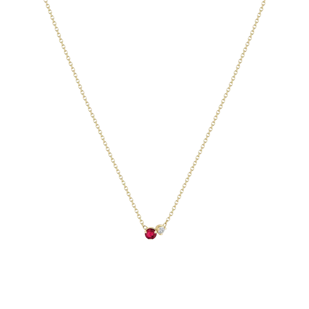 Diamond & Ruby Prong Necklace