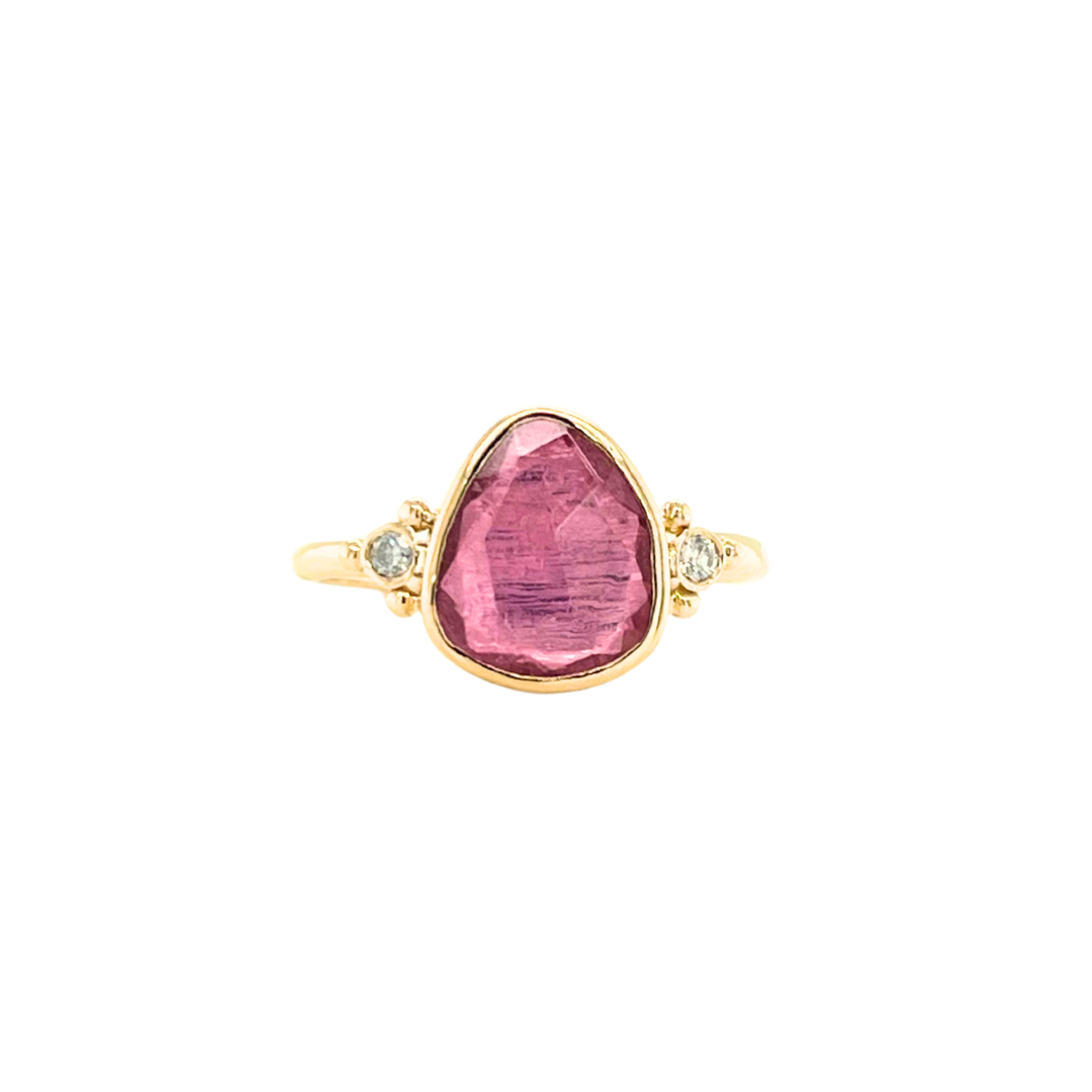 Pink Tourmaline and Diamonds Ring