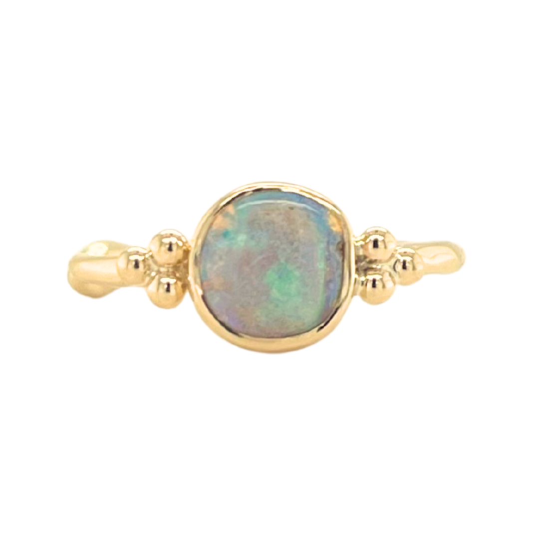 Australian White Boulder Opal Ring