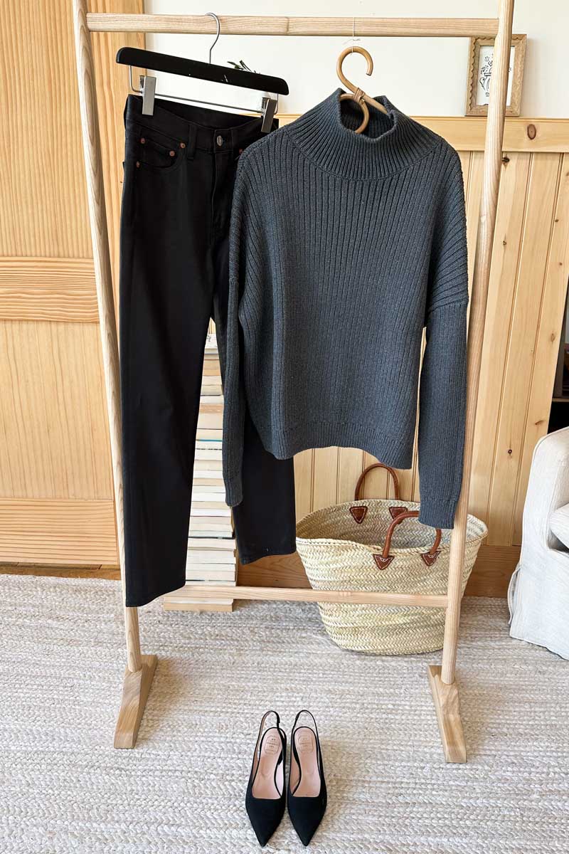 Carolyn Funnel Neck Sweater - Charcoal Organic