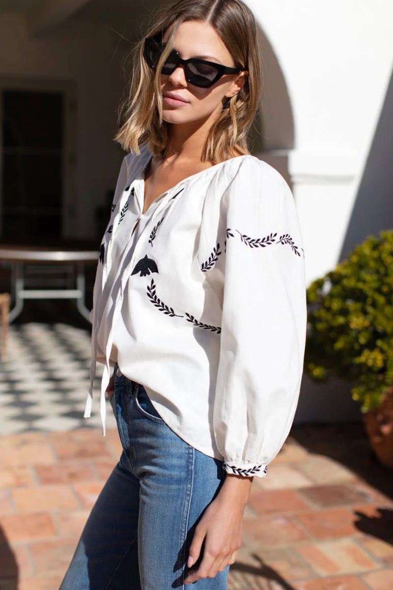 Lucy Dove Embroidery Blouse - Salt Organic