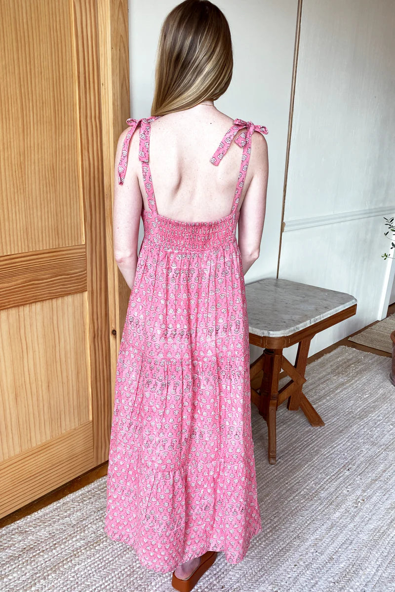 Sara Tier Dress - Cherry Blossom Blush Organic