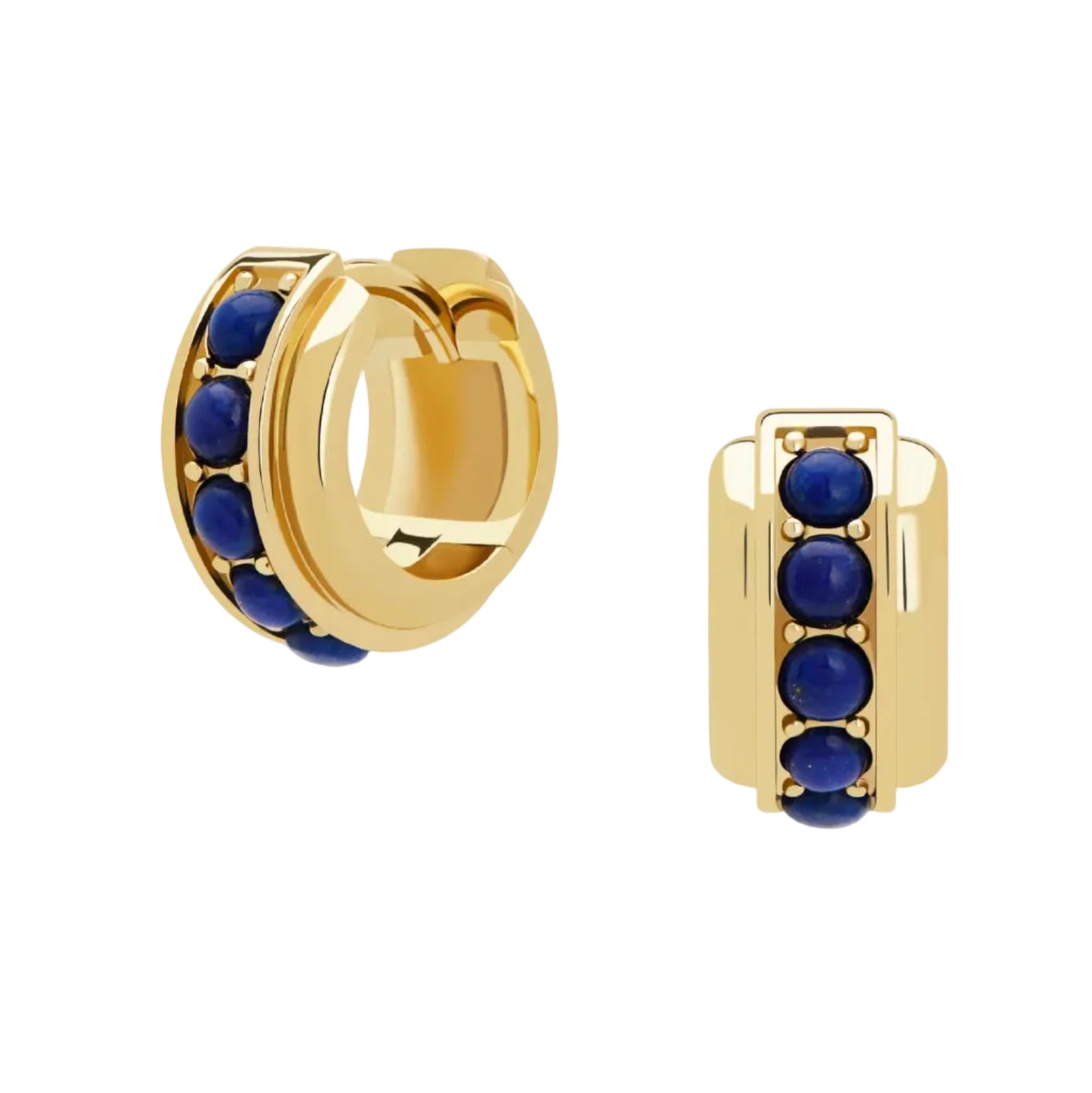 Evy Raised Gemstone Hoops - Lapis Lazuli