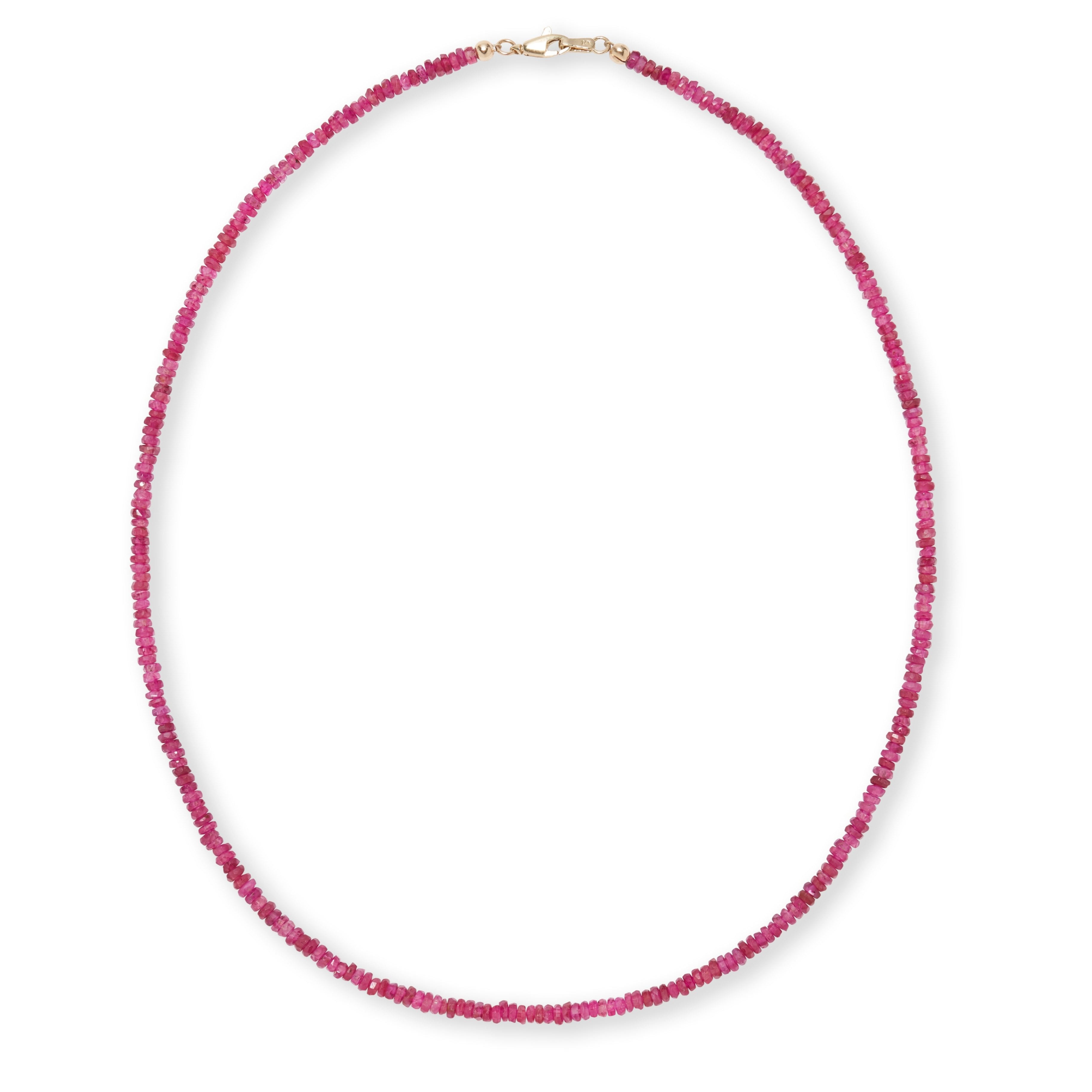 Tiny Beaded Ruby Necklace