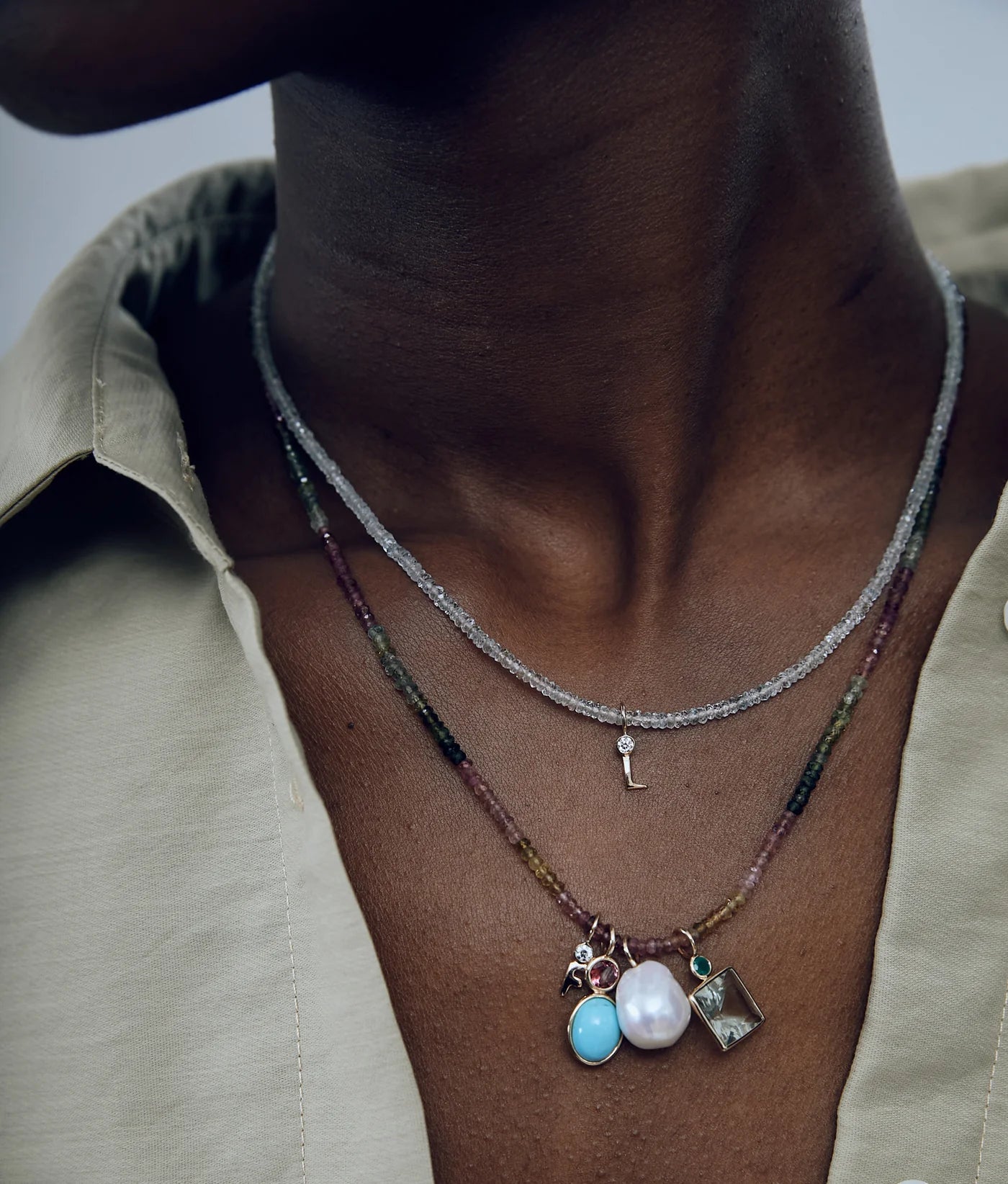Tiny Beaded Tourmaline Necklace — Charm + Chain Trunk Show
