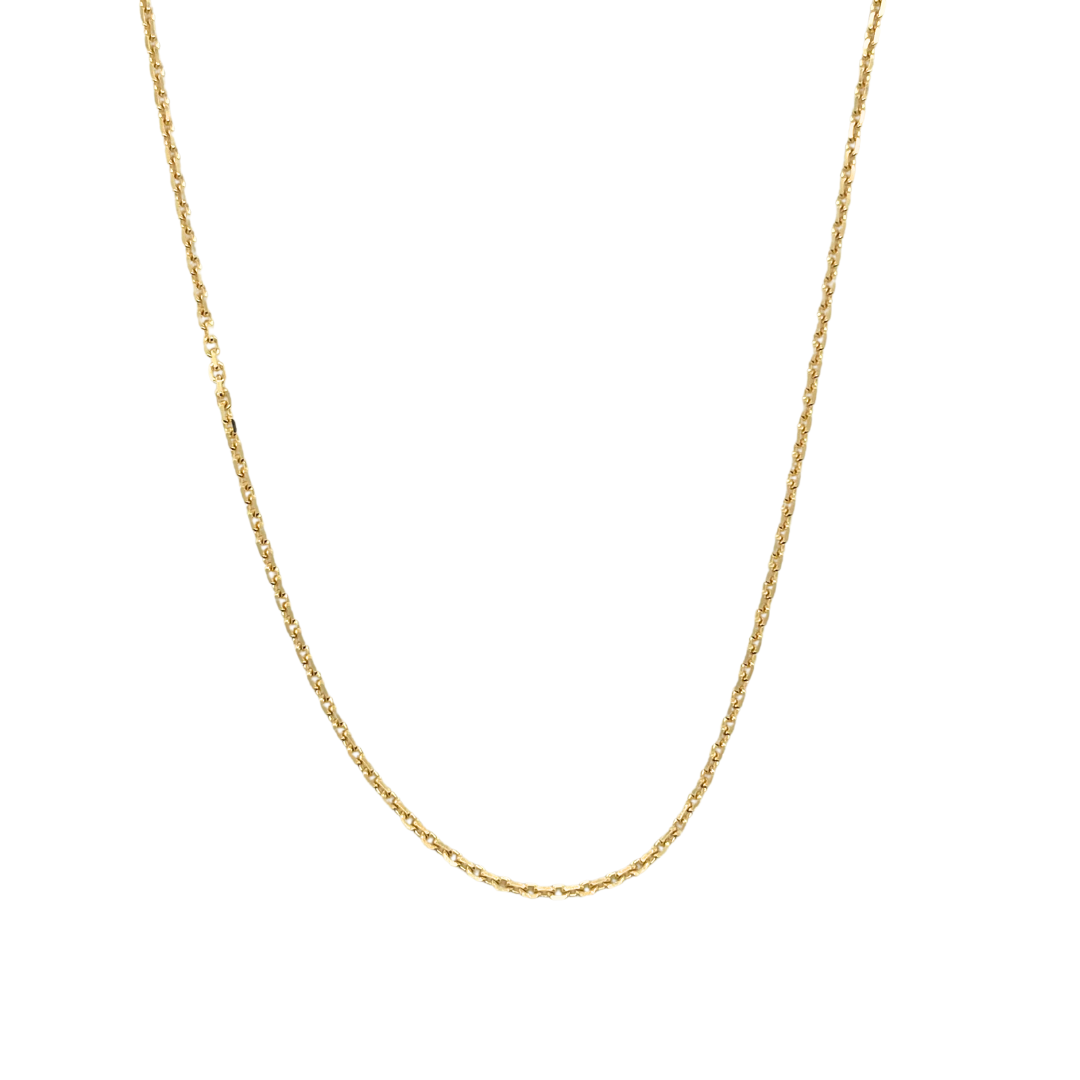 14K Yellow Gold 2.0mm Oval Diamond Cut Link Chain