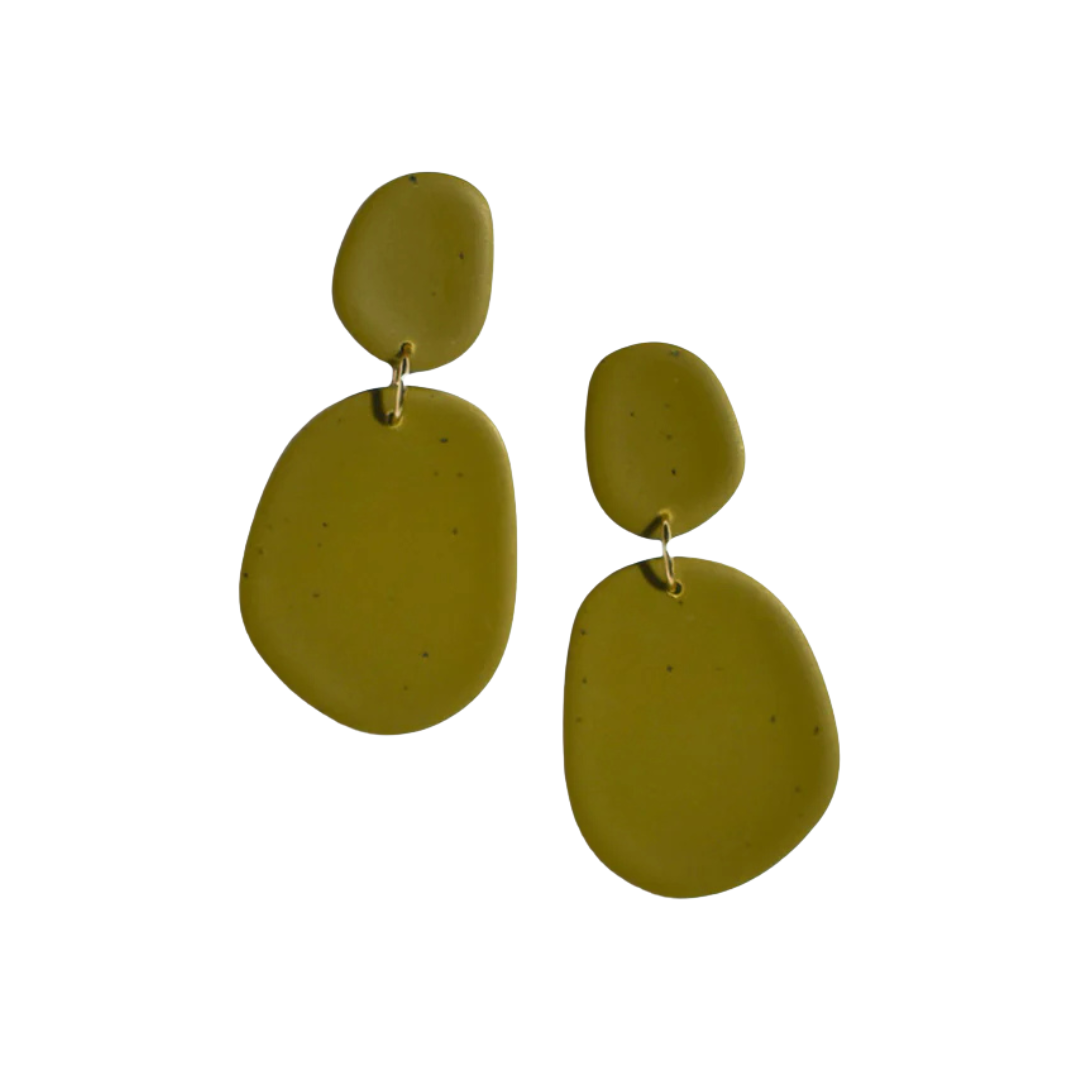 Pebble Drop Earrings - Dark Olive