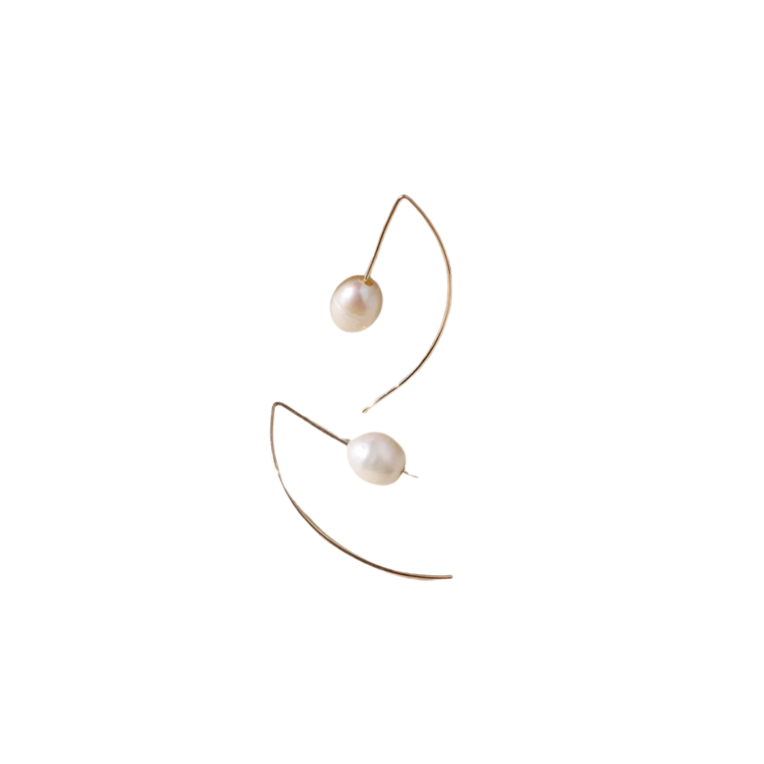 Half Moon Pearl Earrings