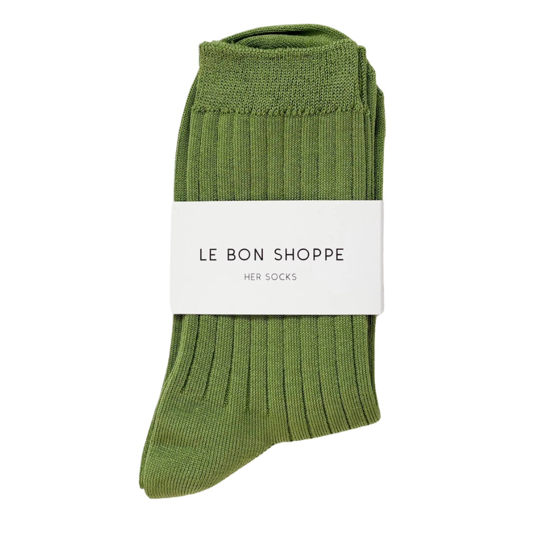 Le Bon Shoppe Her Socks - Mercerized Combed Cotton Rib - Cactus
