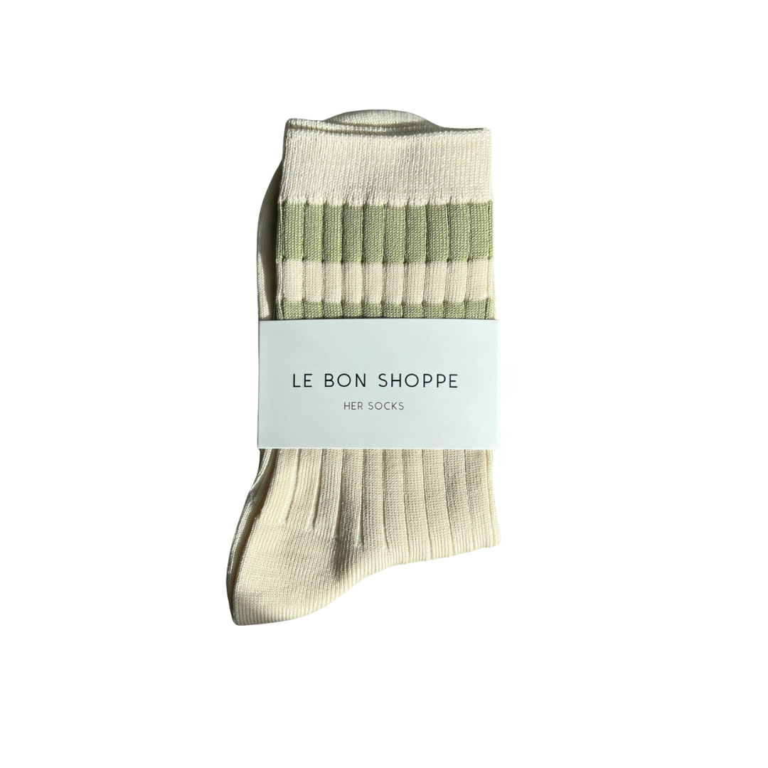 Le Bon Shoppe Her Varsity Socks - Guacamole