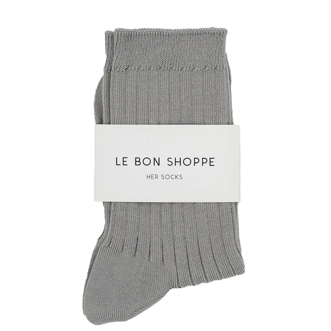 Le Bon Shoppe Her Socks - Mercerized Combed Cotton Rib - Stone
