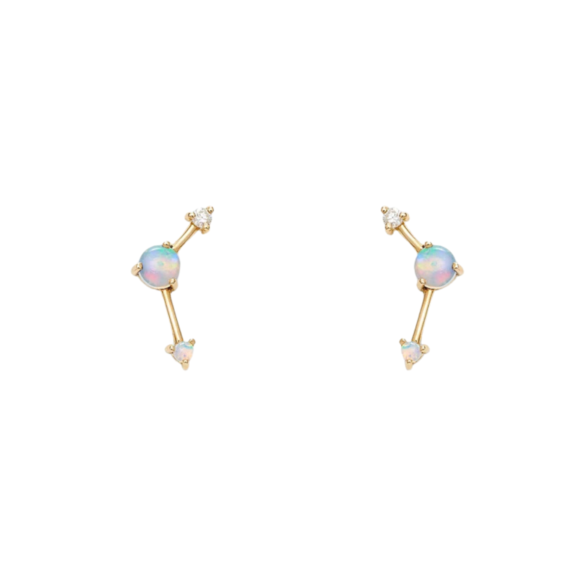 Opal and Diamond Three-Step Point Earring