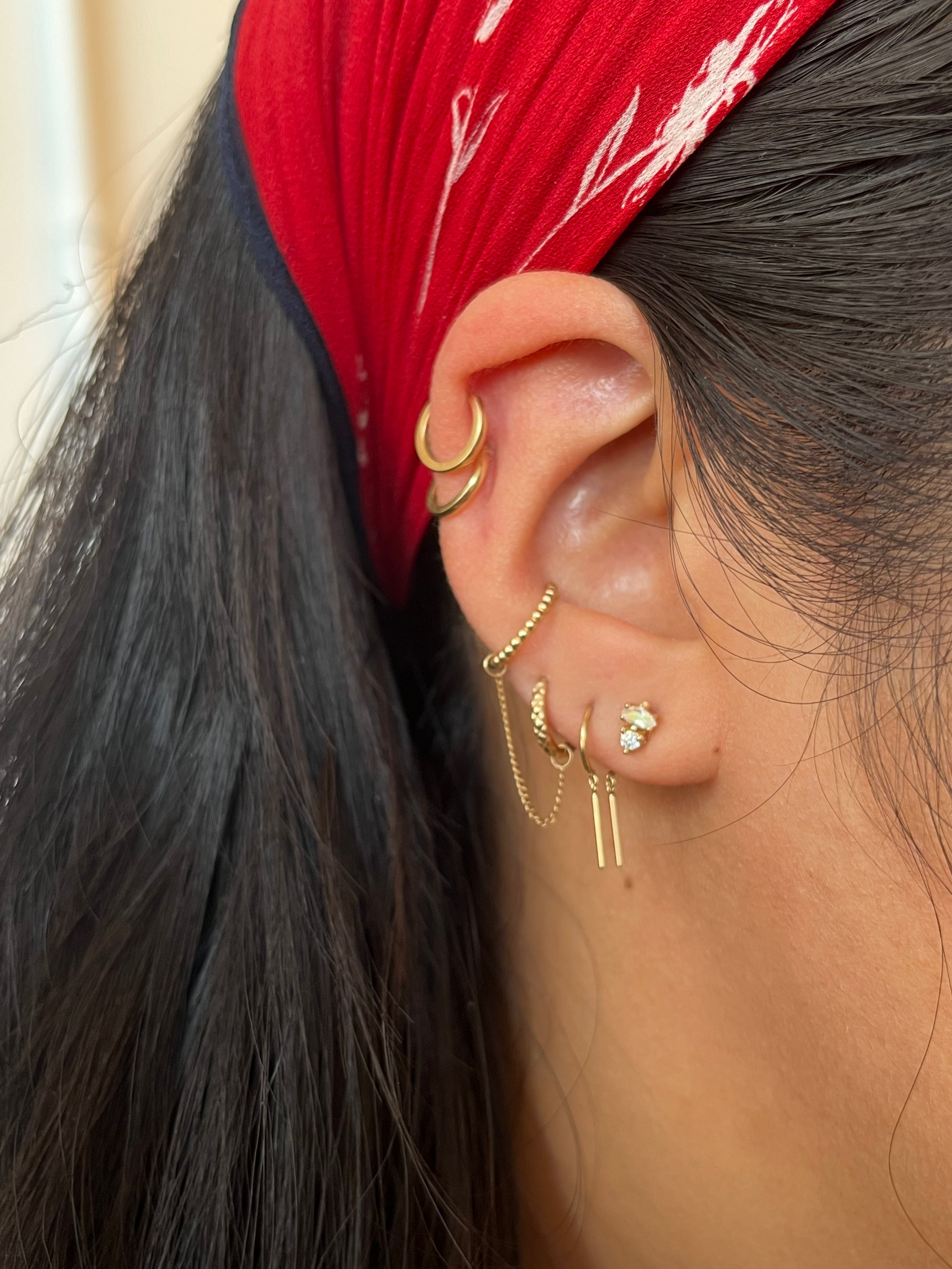 Moonstone Marquise + Diamond Studs