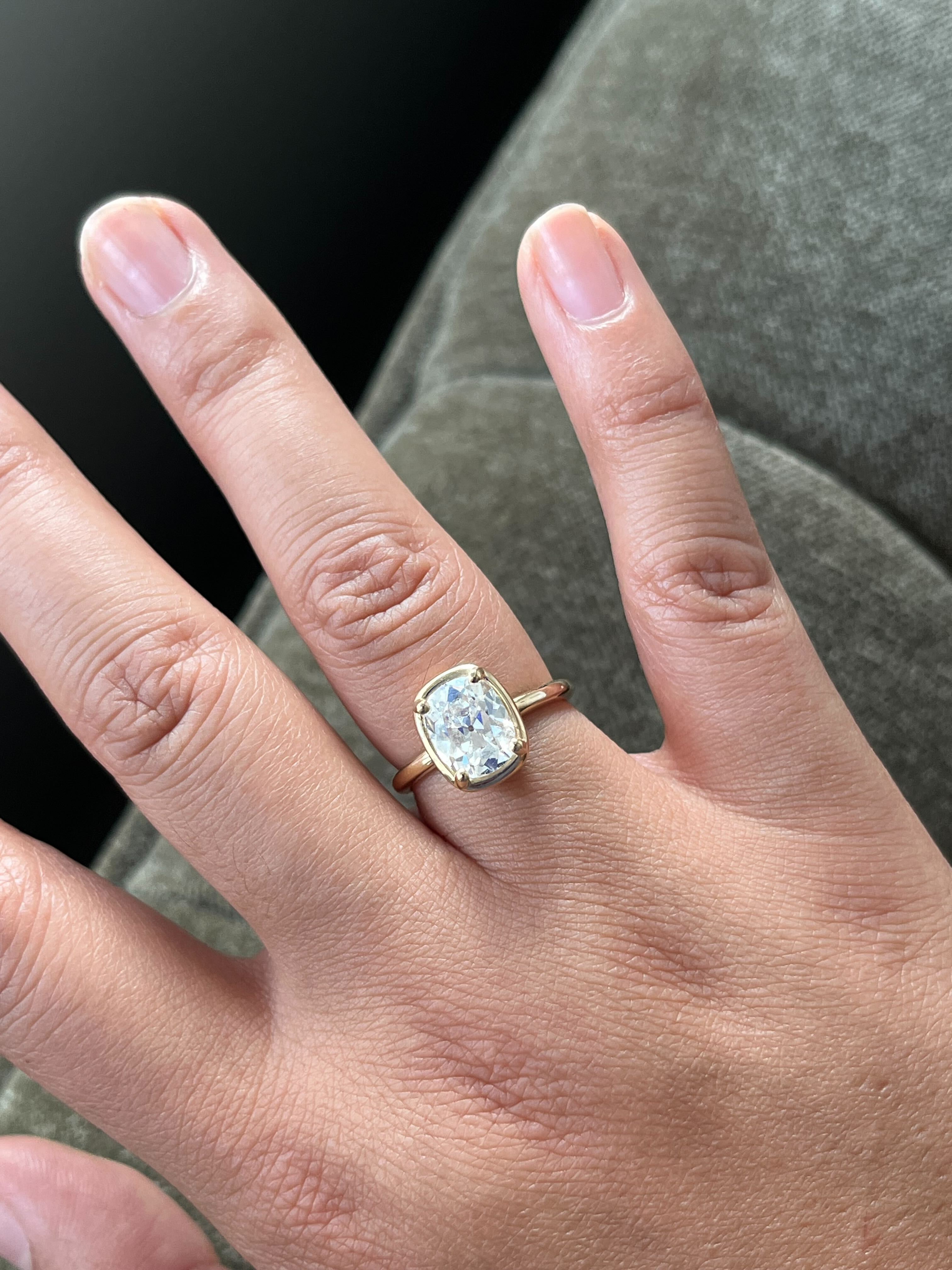 Old Mine Cut Lab Diamond Ring